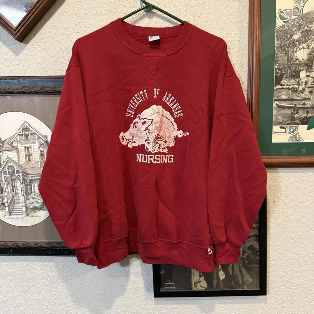 Vintage Arkansas Razorbacks Russell Nursing Crewneck Sweatshirt Men's‎ XL USA